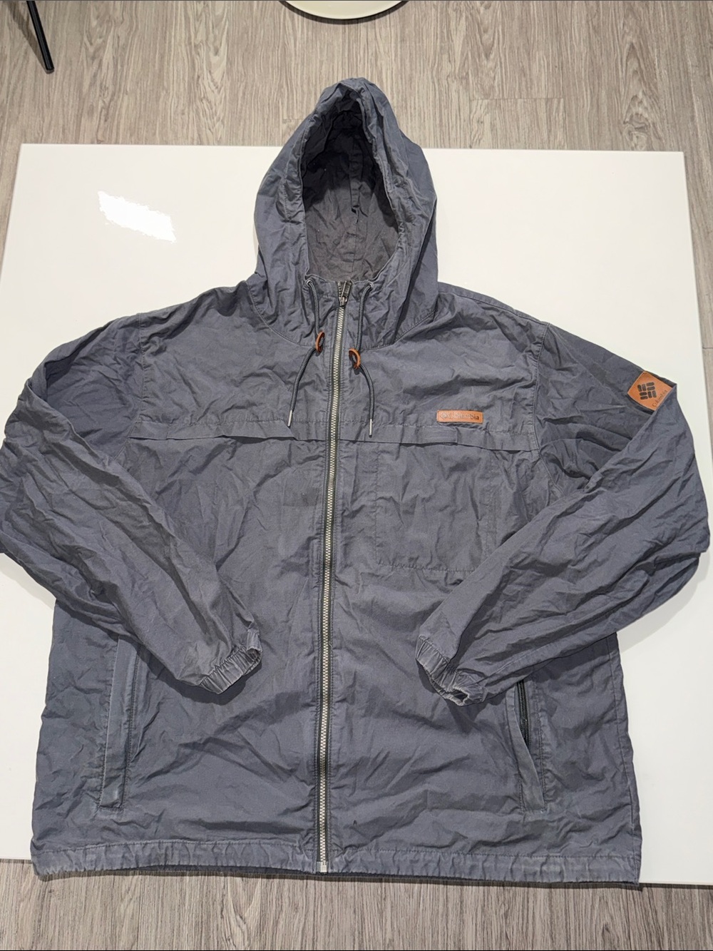 Columbia Men's Hooded Windbreaker Jacket - Gray Size XXL